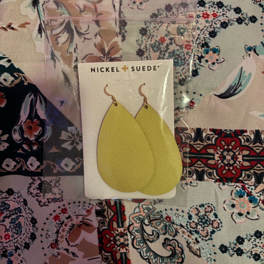 Nickel & Suede Lemon Drop Earrings